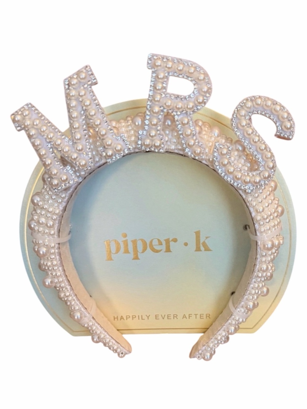 NEW Piper.K "MRS" White Pearl Wedding Rhinestone Headband Bachelorette Party